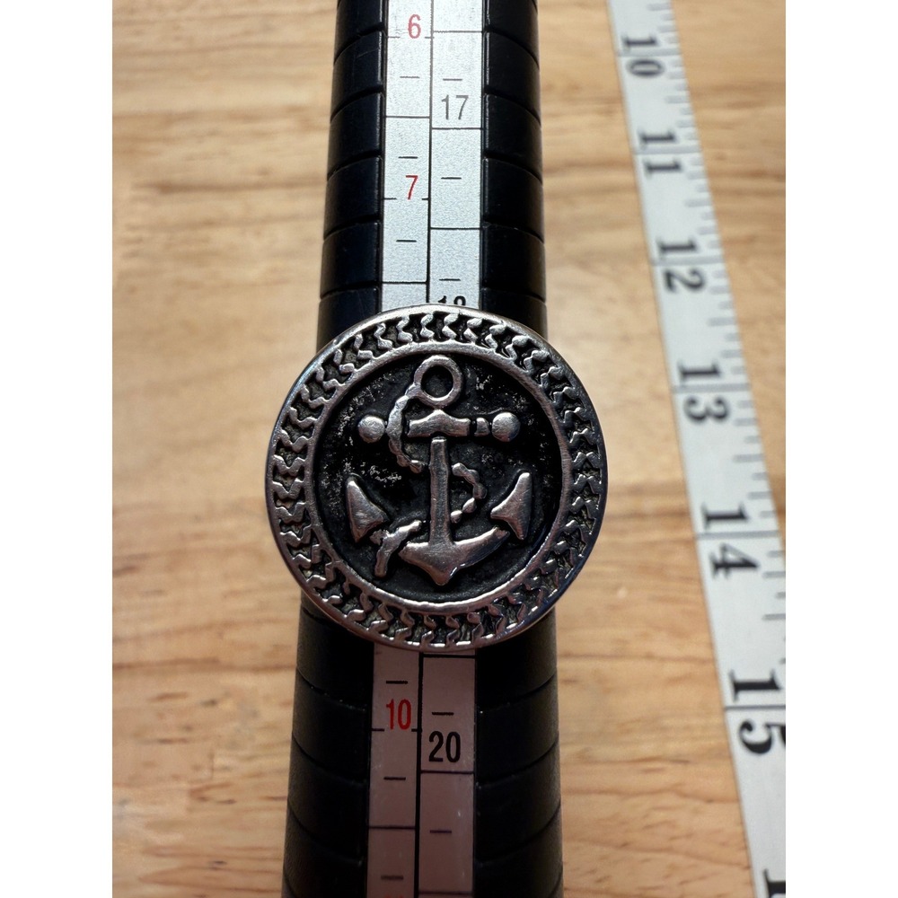 Silver Tone Metal Anchor Signet Ring Nautical Sailor Coastal Dark Academia Punk
